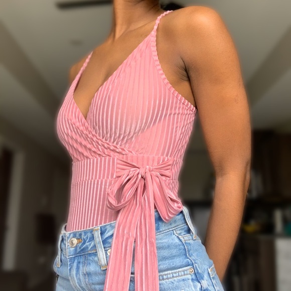 Pink Forever21 Bow Bodysuit - Picture 2 of 4